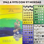 Álbum com 97 Moedas de 1942 a 1975 - Coleção Republica em Moedas Vol 3 de 1942 A 1975 - Album NOVO com 97 moedas das 132 emitidas entre 1942 e 1975 - São 73% das moedas no estado Circuladas - Oportunidade