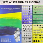 Álbum com 94 Moedas de 1976 a 1994 - Coleção Republica em Moedas Vol 2 de 1976 A 1994 - Album NOVO com 94 moedas das 130 emitidas entre 1976 e 1994 - São 72% das moedas no estado MBC/SOB e até FC - Oportunidade