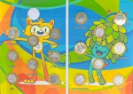 Álbum Compacto Olimpiadas 2016 com as 16 Moedas Circuladas - 14 Modalidades + 2 Mascotes - Álbum capa dura com as 16 Moedas Olímpicas - Sem a Bandeira