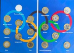 Álbum Olimpiadas 2016 com as 16 Moedas Circuladas - 14 Modalidades + 2 Mascotes - Álbum capa dura com as 16 Moedas Olímpicas (Sem a Bandeira) - Azul