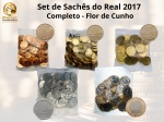 2017 - Set de Sachês 2017 Completo - 5 Sachês Flor de Cunho/Lacrados - 5/10/25/50 centavos + 1 Real - Cada dia mais rara