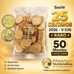 Sachê 25 Centavos 2016 - V-536 - RARO - 50 Moedas - Flor de Cunho