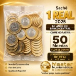 Sachê 1 Real 2025 - 60 Anos do Banco Central - 50 Moedas Flor de Cunho - Comemorativa - 2ª menor emissão de Real até hoje
