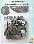 Sachê lacrado com 100 moedas de 50 Centavos 2019 # Letra A # Fabricado na Holanda - Flor de Cunho