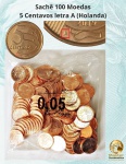 Sachê lacrado com 100 moedas de 5 Centavos 2019 # Letra A # Fabricado na Holanda