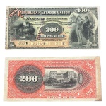 Rarissima Cédula Particular, República, " AMOSTRA ", BRASIL - 200 Mil Réis 1890 - BANCO DA REPÚBLICA DOS ESTADOS UNIDOS DO BRAZIL - 1ª Estampa - Impressão American Bank Note Company - Excepcional estado de Conservação - Avaliada em R$ 30.000