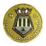 Medalha 1979 - Fragata Independência, Marinha do Brasil. Oferecida aos tripulantes da F-44. Metal dourado, Diâmetro 4,5cm. Rara.