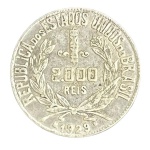 Moeda de 2000 Réis 1929 - Prata 0.500 - 8.0g (4.0g de Prata Fina) - 26.0mm - P-715 - Mocinha - Circulada