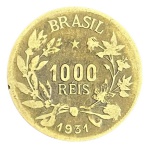 Moeda de 1000 Réis 1931 - V-134 - Série Fortuna - Apenas 200.000 unidades cunhadas - Circulada