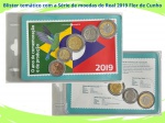 Blister com a Série de moedas do Real 2019 Flor de Cunho - Blister informativo e Temático - O ano de Comemoração e Produção