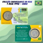 Blister com a Moeda de 1 Real 1998 - RARA - V-571 - Alpaca - Rara - Circulada. Coleção Curiosidades - Moeda levemente polida para apresentar brilho