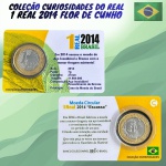 Blister com a Moeda de 1 REAL 2014 - RARA - V-586 - Flor de Cunho. Coleção Curiosidades