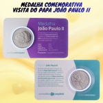 Blister com a Medalha Papa João Paulo II 1991 - Comemorativa - Aço Inox - 27.0mm - 3.9g. Coleção Curiosidades