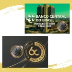 Lançamento - Cartela com a Moeda de 1 Real 2025 - 60 Anos do Banco Central