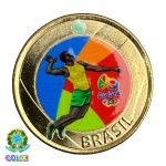 Colorida - Moeda 1 Real 2015 - Voleibol - V-616 - Flor de Cunho. Moeda Original Flor de Cunho Colorida / Mintada artesanalmente por empresa privada.