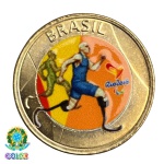 Colorida - Moeda 1 Real 2015 - Atletismo Paralimpico - V-617 - Colorizada - Flor de Cunho. Moeda Original Flor de Cunho Colorida / Mintada artesanalmente por empresa privada.