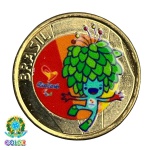 Colorida - Moeda 1 Real 2016 - Mascote Tom - V-622 - Colorizada - Flor de Cunho. Moeda Original Flor de Cunho Colorida / Mintada artesanalmente por empresa privada.
