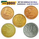 Set de moedas do Real 2000 - Flor de Cunho - Ano Rarissimo - Todos os valores de 1 a 50 Centavos (Escassos) - (Neste ano não foi cunhada a moeda de 1 Real) - Sem oferta no mercado