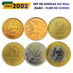 Set de moedas do Real 2002 - Flor de Cunho - Ano Rarissimo - Todos os valores de 1 Centavo a 1 Real (Escassos) - Sem oferta no mercado