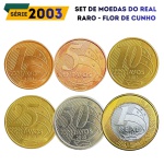 Set de moedas do Real 2003 - Flor de Cunho - Ano Rarissimo - Todos os valores de 1 Centavo a 1 Real (Escassos) - Sem oferta no mercado