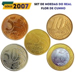Set de moedas do Real 2007 - Flor de Cunho - Ano Rarissimo - Todos os valores de 5 Centavos a 1 Real (Escassos) - Sem oferta no mercado