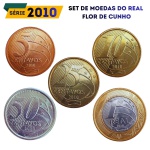 Set de moedas do Real 2010 - Flor de Cunho - Ano Raro - Todos os valores de 5 Centavos a 1 Real (Escassos)