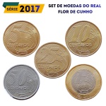 Set de moedas do Real 2017 - Flor de Cunho - Todos os valores de 5 Centavos a 1 Real