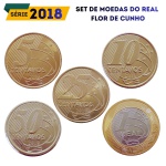 Set de moedas do Real 2018 - Flor de Cunho - Todos os valores de 5 Centavos a 1 Real