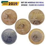 Set de moedas do Real 2019 Efigie - Flor de Cunho - Todos os valores de 5 Centavos a 1 Real Efigie