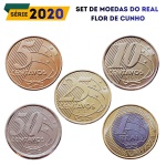 Set de moedas do Real 2020 - Flor de Cunho - Todos os valores de 5 Centavos a 1 Real