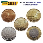 Set de moedas do Real 2022 - Flor de Cunho - Todos os valores de 5 Centavos a 1 Real