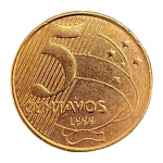 Moeda de 5 Centavos 1999 - Rarissima - V-465 - Flor de Cunho