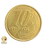 Moeda de 10 Centavos 2001 - RARA - V-494 - FC