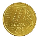 Moeda de 10 Centavos 2002 - RARA - V-495 - FC