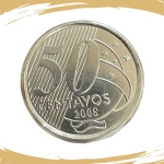 Moeda de 50 Centavos 2008 - RARA - V-553 - Flor de Cunho