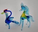 MURANO GASS - Dois bibelôs representando animais , em vidro estilo murano . Medindo maior : 7 x5 cm. Obs : Um animal no estado ( sem uma orelha ).