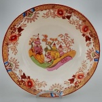 PORTUGAL - Antigo prato fundo decorativo  de porcelana Portuguesa Sacavem Gilman . Acompanha apoio . Medida : 21x2 cm.