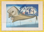 SALVADOR DALI (1904-1989) - "EL SUENO", litografia colorida original de 1974, assinada de punho, numerada 202/300, certificado da galeria no verso. Acompanha recibo de pagamento do sinal da compra em 86 na Argentina. Moldura nova em madeira dourada. Medida total: 79 x 56 cm. Possui oxidações e algumas falhas. -- VER SIMILAR E COTAÇÕES ----> https://www.plazzart.com/en_US/buy/post-war-modern-art/salvador-dali-el-sueno-lithographie-originale-signee-et-numerotee-248309  ------ https://www.plazzart.com/en_SG/buy/post-war-modern-art/salvador-dali-el-sueno-lithographie-originale-signee-et-numerotee-235793 -------https://www.superstock.com/asset/le-sommeil-sleep-salvador-dali-spanish-mixed-media-perrot-moore/1443-1504?srsltid=AfmBOorVSUqMJwkee7n-Sp4H55Pts5aLjYiRU2MnL-eXhqzyX91qsfL3