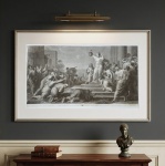 PIETRO BENVENUTI (1769-1844) " Judite mostra ao povo a cabeça de Holofernes" - Grande e rara gravura a metal e buril, gravada por Antonio Riciani (1775-1836) e Pietro Ermini. Executada entre 1810 e 1830. Texto parcial na base. Referencias no c.i.e. e c.i.d. Med. 50 x 92 cm ( margem inferior reduzida). Moldura: 114 x 75 cm. Discretas manchas do tempo. -------- VER NO MUSEU DA LOMBARDIA E SOTHEBYS --- https://www.lombardiabeniculturali.it/stampe/schede/H0240-00747/?view=autori&offset=1&hid=26536&sort=sort_int   -------- https://www.sothebys.com/en/buy/auction/2026/collection-jean-marie-rossi-dun-monde-a-lautre-part-iii-pf2622/dapres-pietro-benvenuti-quatre-gravures  -------https://www.mutualart.com/Artwork/-Ecce-caput-Holofernes---per-manum-foemi/898AE573B466E69BAD89CDE271EC9CB7?login=1