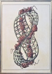 M.C. Escher - Gravura em Litografia Offset Decorativa emoldurada, "Mobius Strip II (Red Ants)", criada originalmente em 1963.medindo 43 cm de altura por 31 cm de largura, reproduzindo célebre composição surrealista de formigas formando uma fita de Möbius, inspirada na obra de M. C. Escher. Peça de forte apelo visual e intelectual, explorando conceitos de infinito e ilusão óptica. Moldura metálica e vidro frontal. Apresenta sinais compatíveis com o tempo. CONFORME FOTOS.