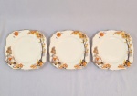 3 Pratos ingleses Art Deco para sobremesa. Med.  Acompanha como extra, uma travessa no estado. Med.