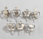 Lote com 7 coroas para santo em prata. Med.