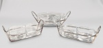 RIVA  - Silver  Special - Conjunto com 3 petisqueiras em silverplate e compartimentos em cristal. Med. SEM USO. Med.