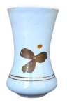 OPALINA - Antigo vaso em opalina francesa em tom lilás, decorado com folha e filetes em dourado; Medindo 16 X 10 cm