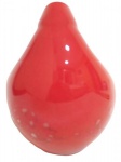 MURANO - Lindo vaso em vidro artístico vermelho com designer lateral diferenciado decorado com pequenos pingos brancos na parte inferior; medindo 17 x 13,5 cm
