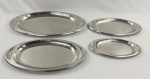 Baixela em metal prateado, marca Meridional, composta por 04 peças, medindo: 13 x 26 cm, 16 x 31 cm, 20 x 38 cm e 24 x 45 cm.