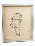 ASSINATURA ILEGÍVEL - Caricatura assinada. Med.: 24 x 19cm.
