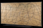JOSÉ TANNURI - Série Fronteiras - 2005 -  Nanquim sobre papel de seda. Obra em caixa de acrilico. Necessita de restauro. Med.: 100 x 200cm.
