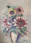 MARGARETA STERIAN - "Flores" - OST. ACID. Pintura em relevo. Med.: 58 x 45 cm.