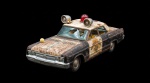Brinquedo vintage em lata e plástico, carro de patrulha "Highway Patrol". Med. 15x13x39 cm. Obs: contém avarias.